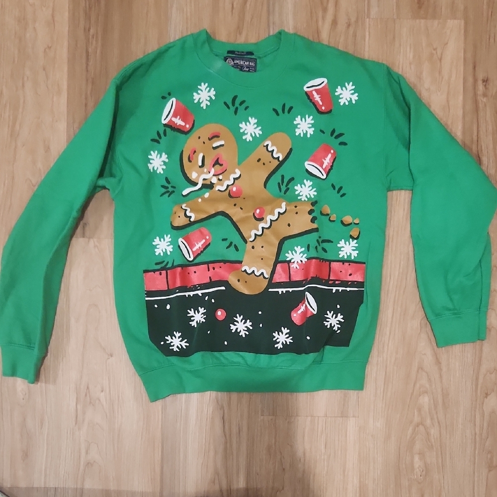 Mossimo Supply Co Green Crewneck Sweater with Playful Holiday Motif